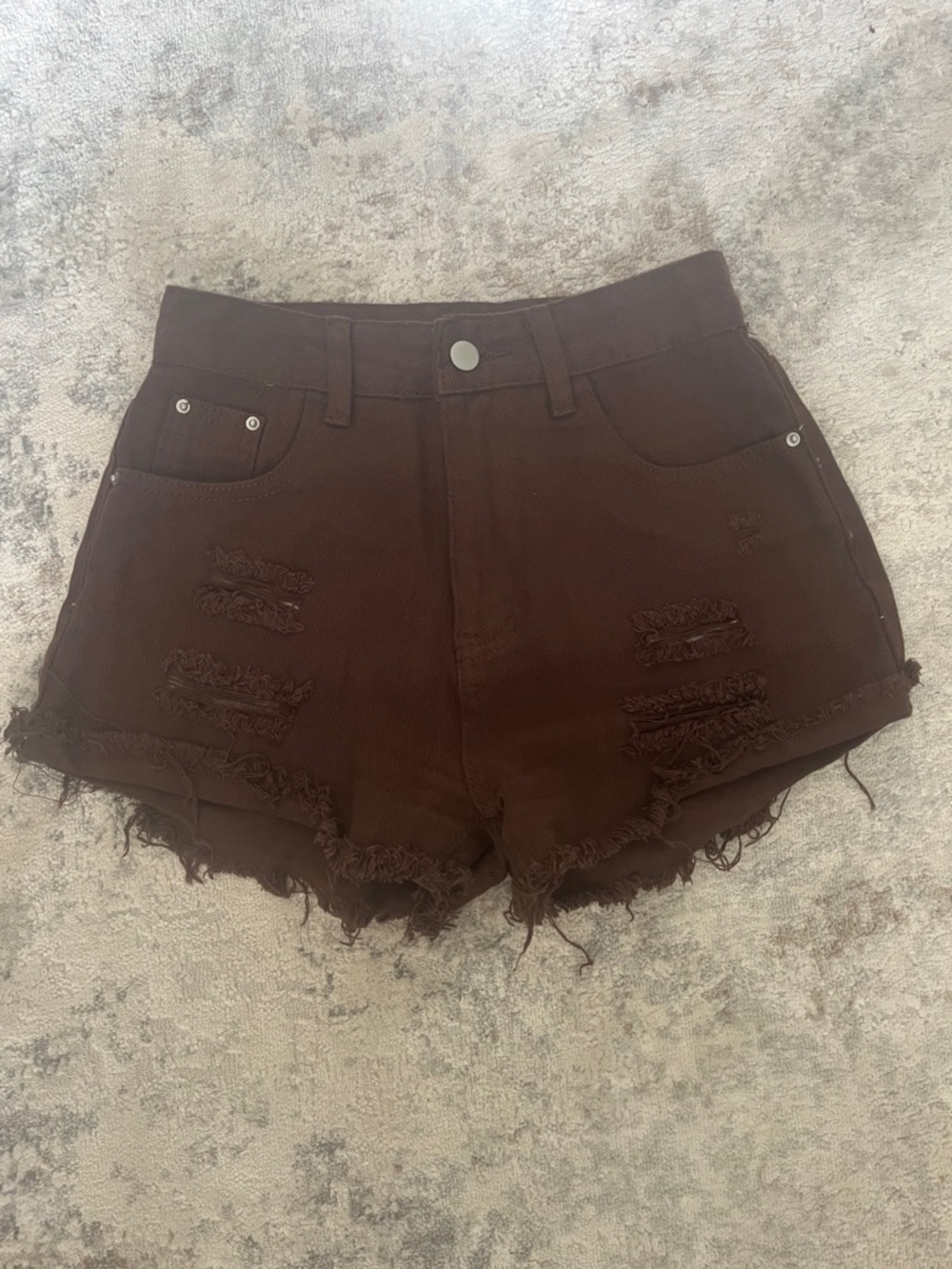 Brown Jean Shorts Mid-rise